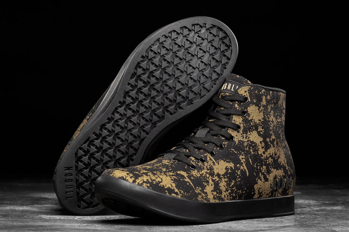 Nobull High-Top Canvas Men's Trainers Gold Black | Australia (ZW6592)